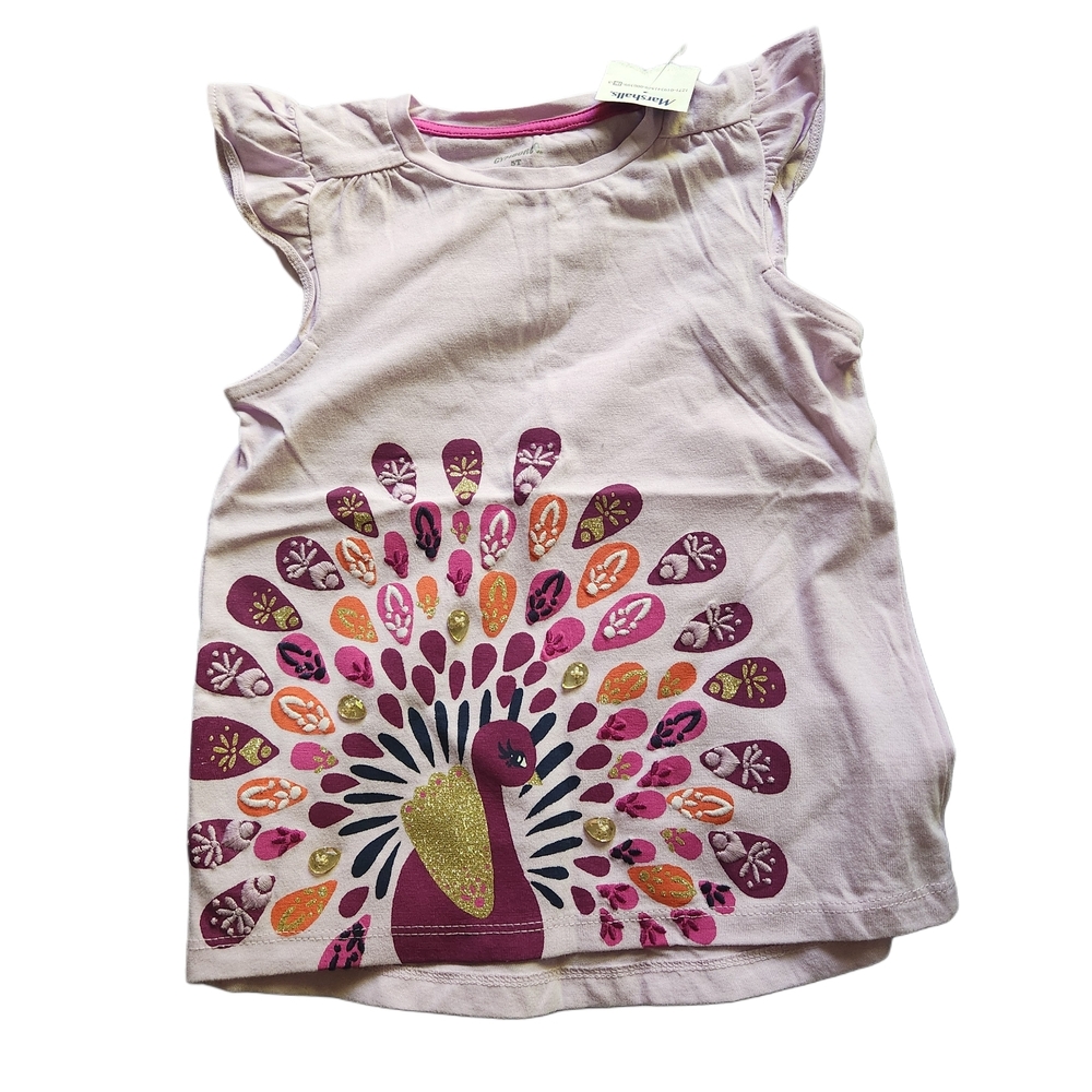 Girls' Pink Peacock Top